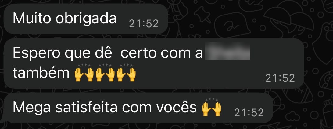Depoimento: Mega satisfeita com vocês